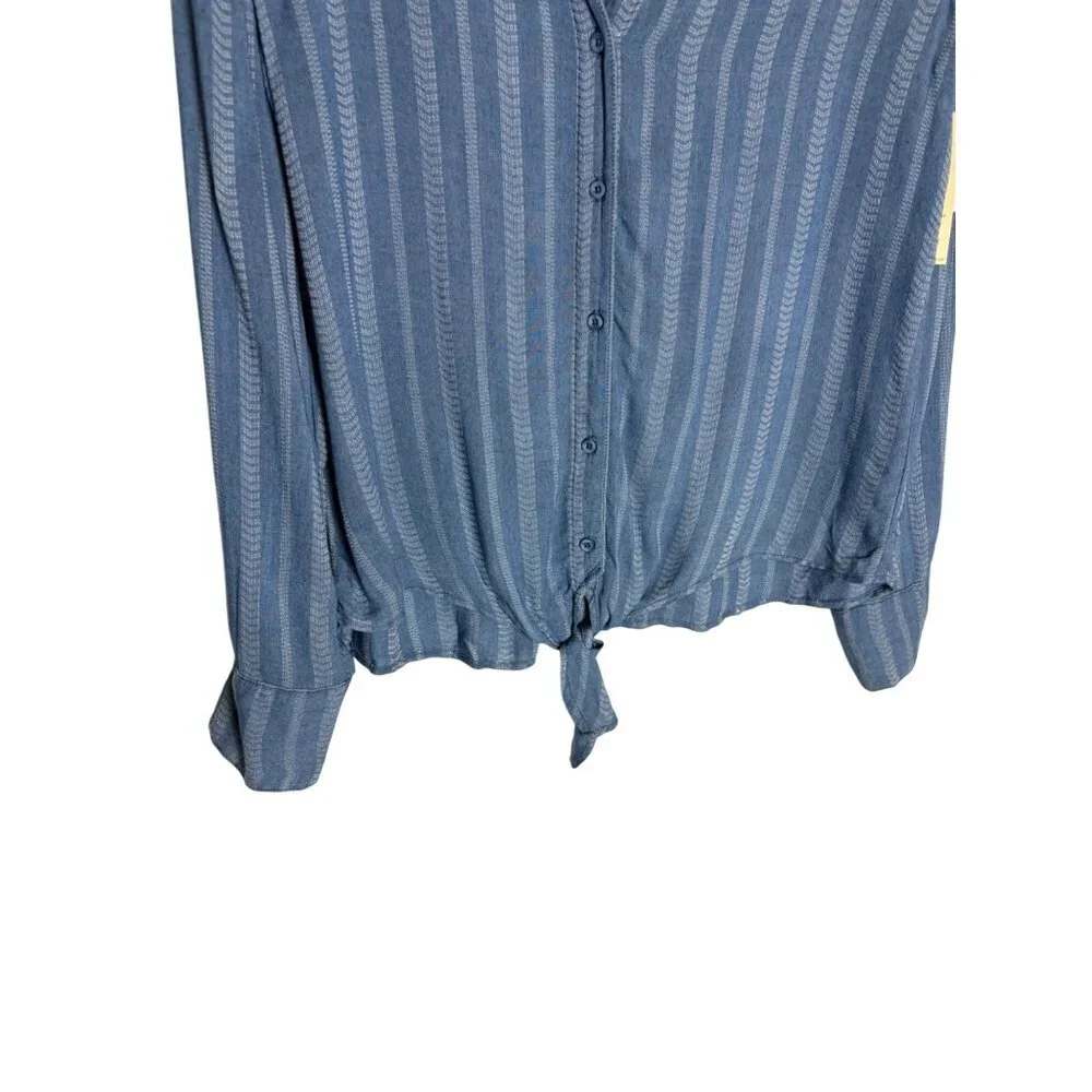 NWT Bella Dahl Tie Front Shirt Alamosa Indigo Stripe-sz Medium - Picture 7 of 9